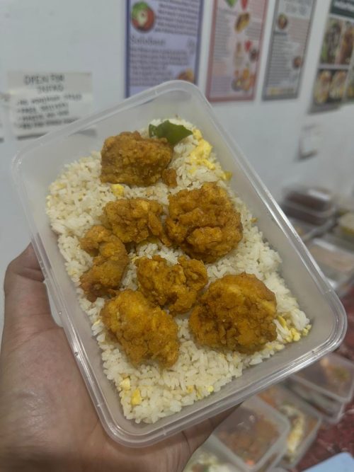 Nasi Goreng Bawang Putih With Crispy Chicken